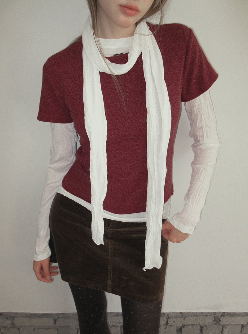 TWEE Orin vintage round neck short sleeve T-shirt | Product styling view 6