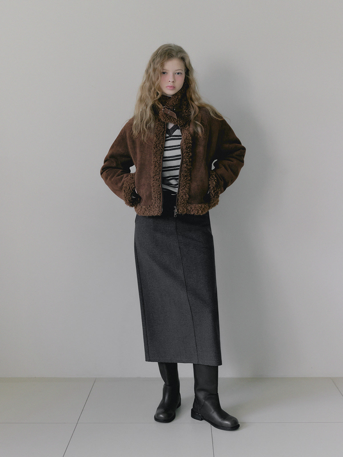 Bear Collar Short Shearling Jumper