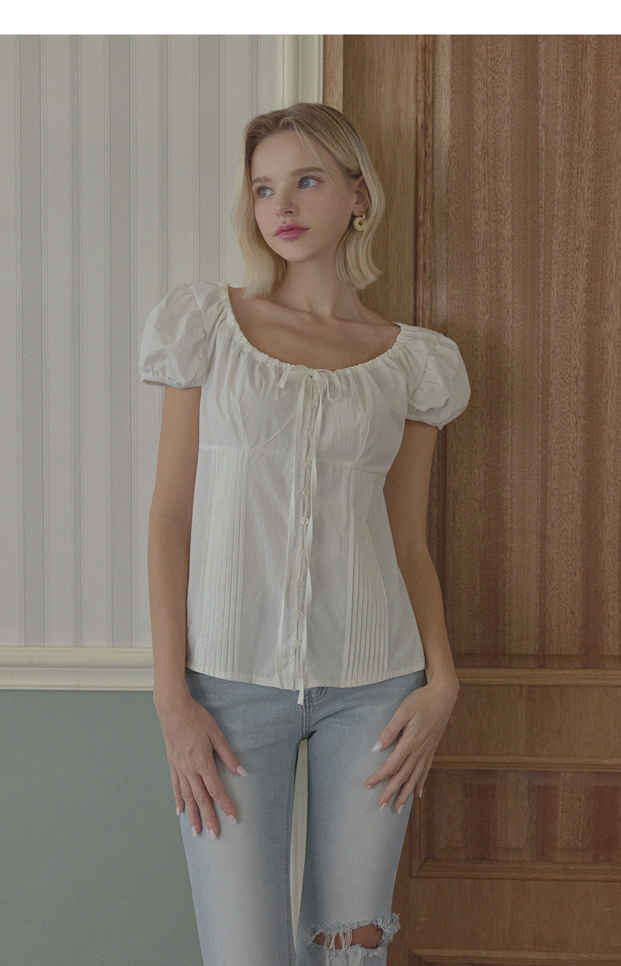Euphoria puff short sleeve blouse