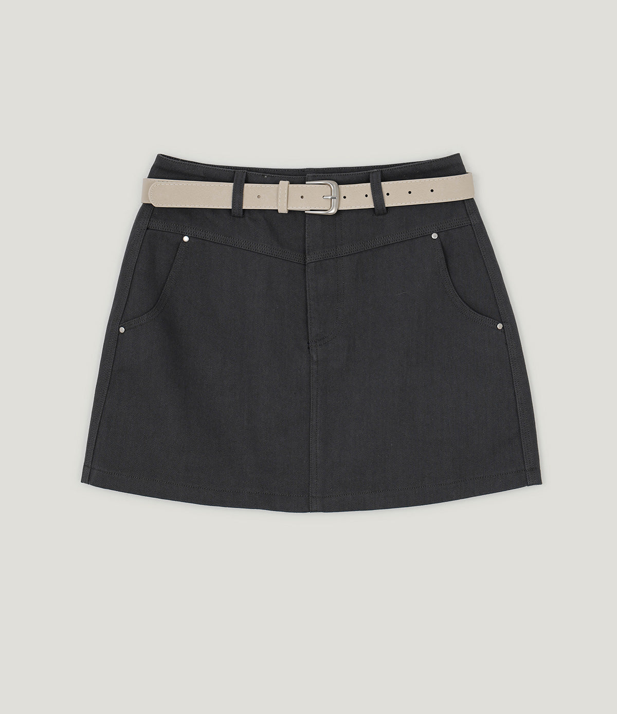 Jeden rivet panel cotton mini skirt (belt set)