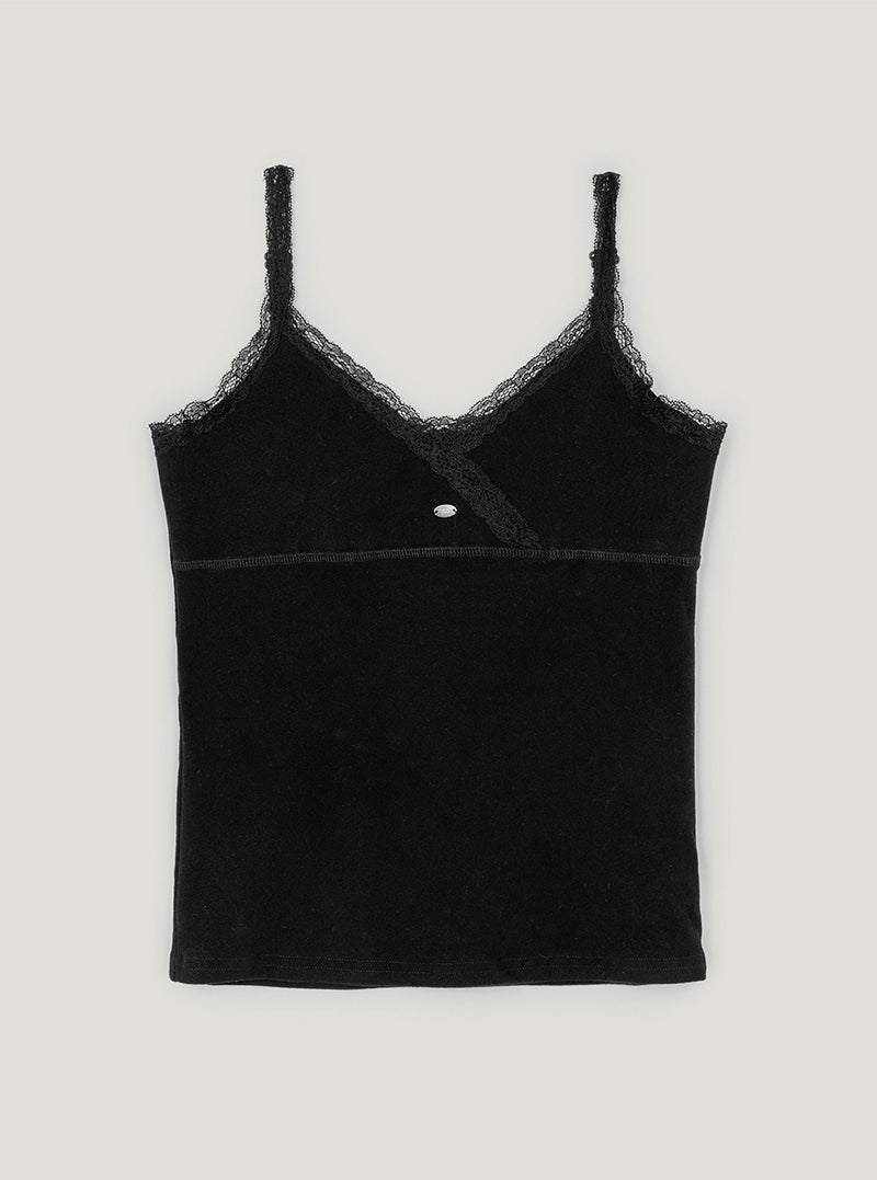 Rosel lace suede sleeveless top | Black cutout