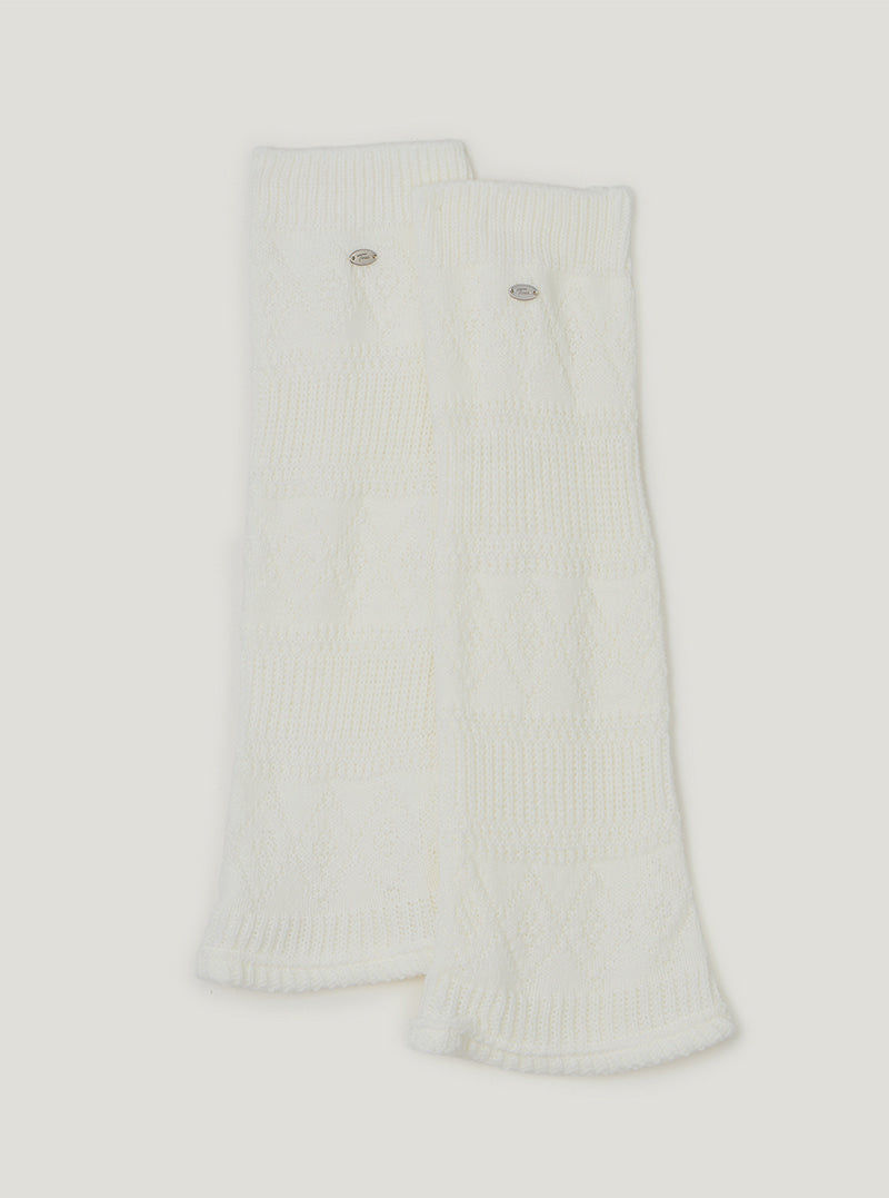 TWEE Ronv punching knit leg warmers | Ivory product-only view