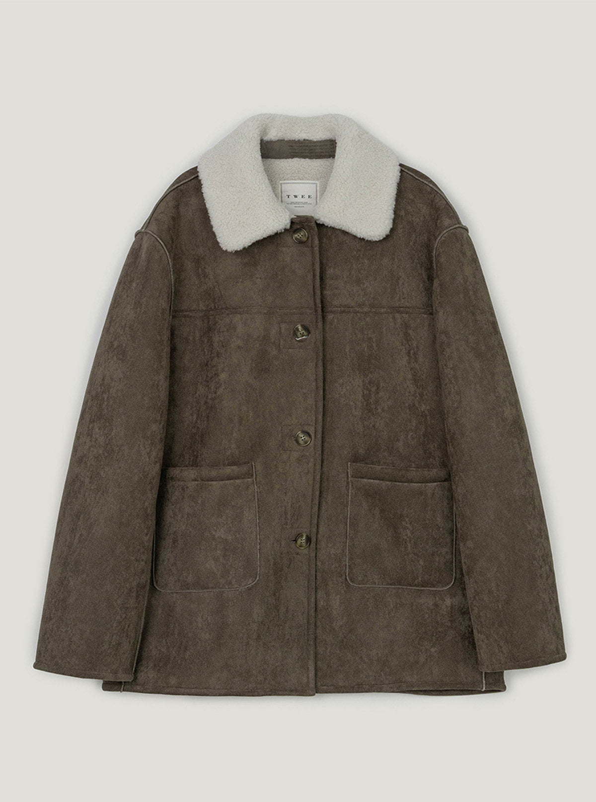 Melto pocket half shearling coat | Khaki cutout