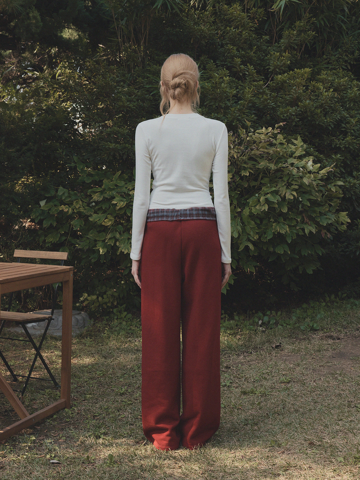 Jardin Check Contrast Wide Sweatpants