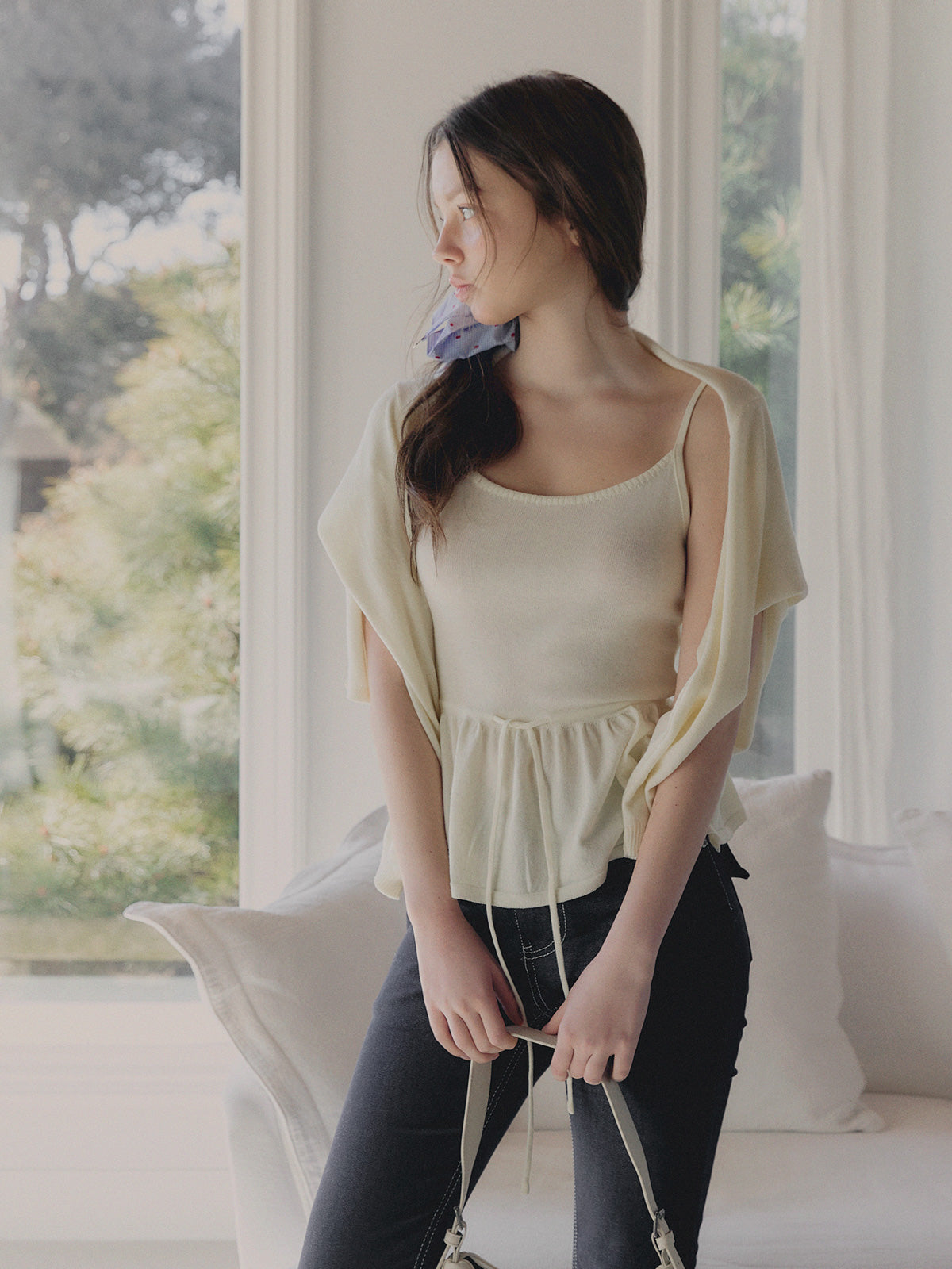 Aulde flare sleeveless cardigan set
