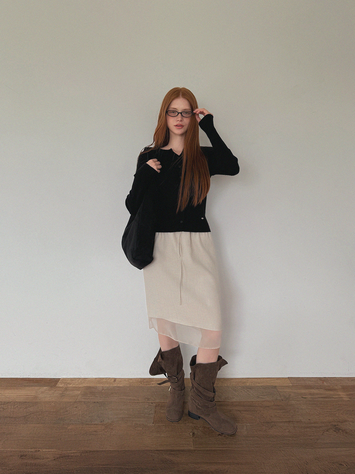 【TWEE】Juvied Button Rippstrick-Cardigan