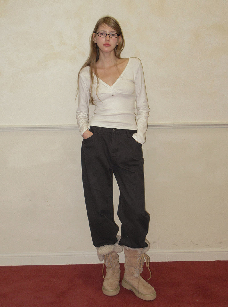 TWEE Relly wrap long sleeve T-shirt | Product styling view 7