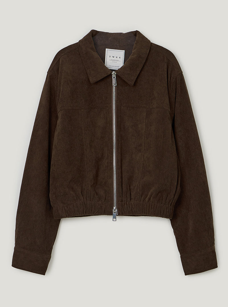 TWEE Bent corduroy collar long sleeve jacket | Brown product-only view