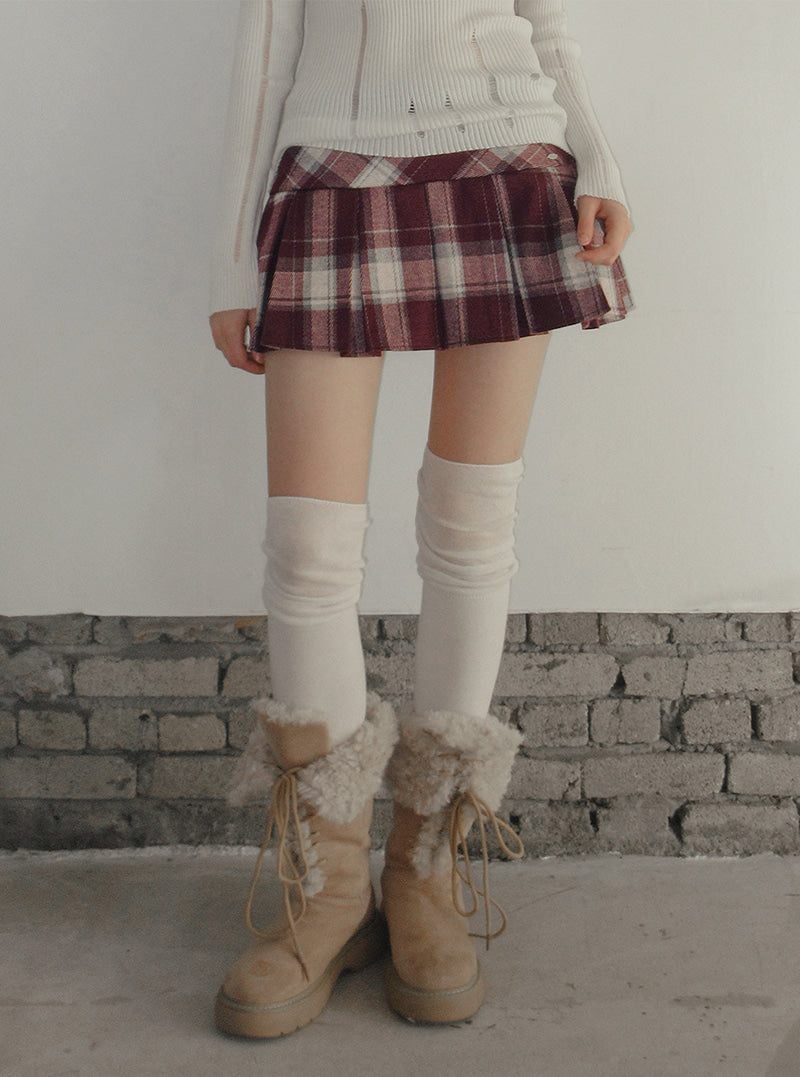 TWEE Rezon check pleated mini skirt | Product styling view 6