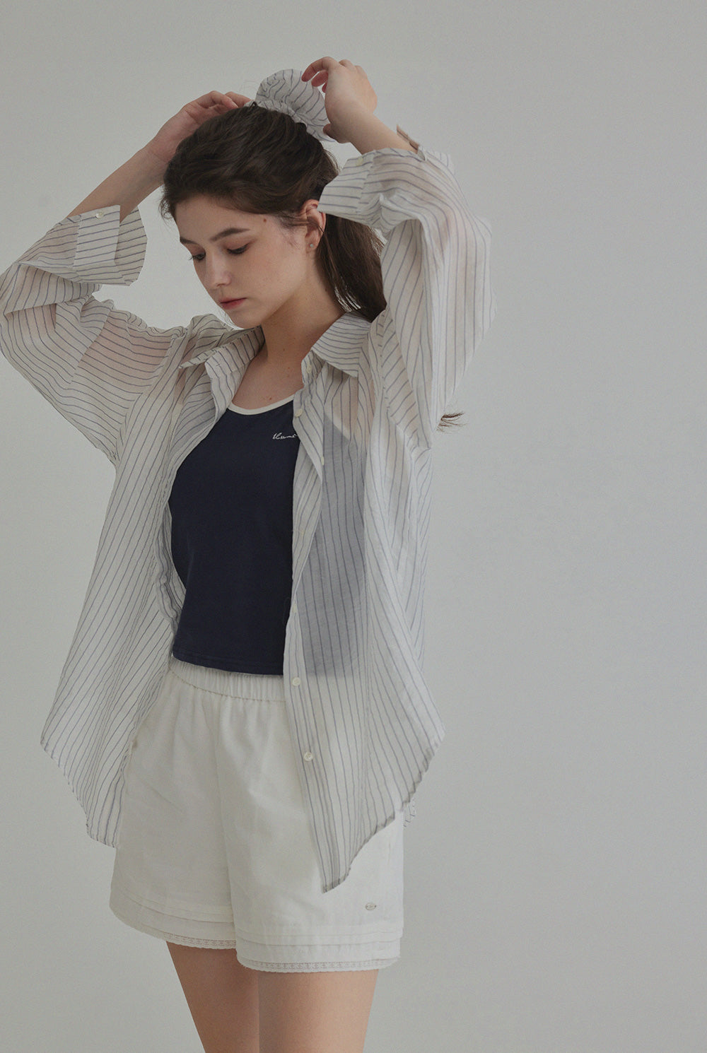 Benrit Oversized Stripe Shirt (with Scrunchie Set)