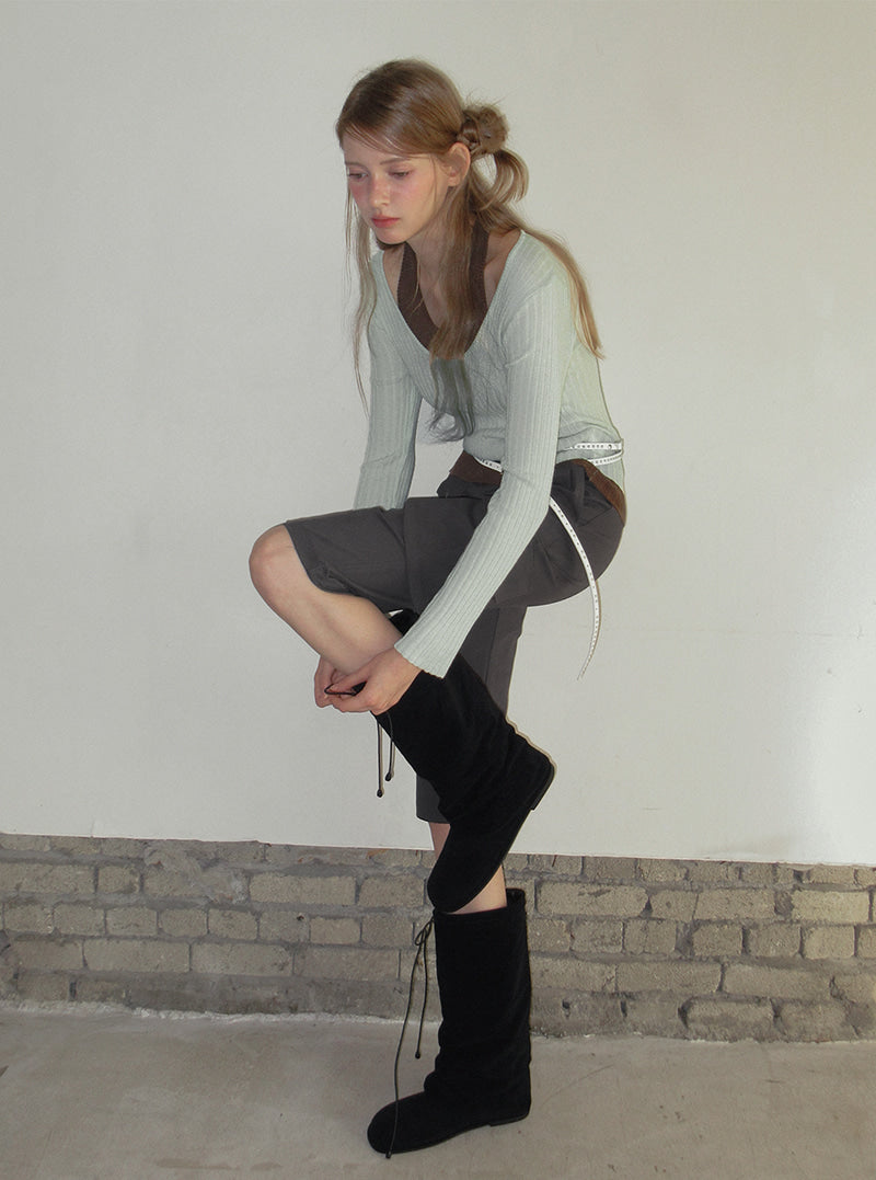 TWEE Besit halter layered long sleeve knit | Product styling view 9