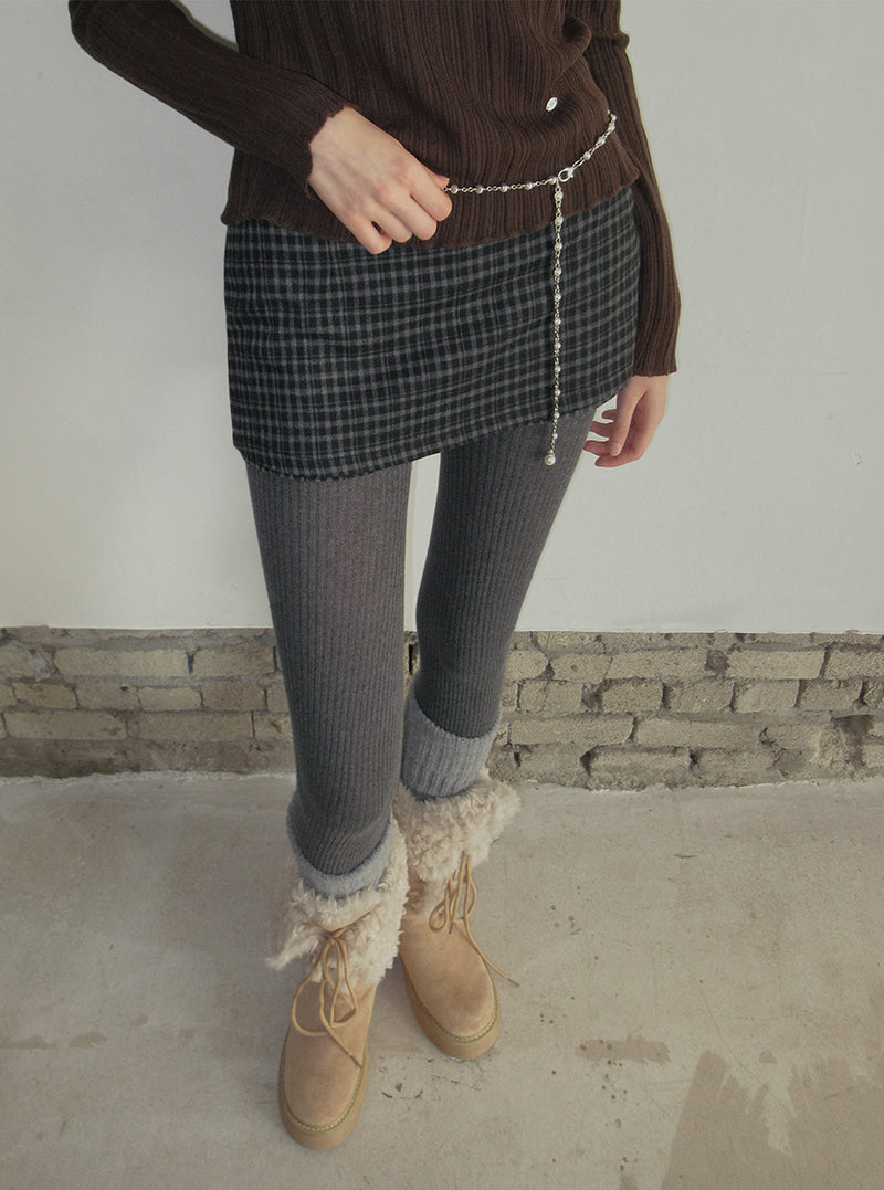 TWEE Baset check mini skirt shorts | Product styling view 7