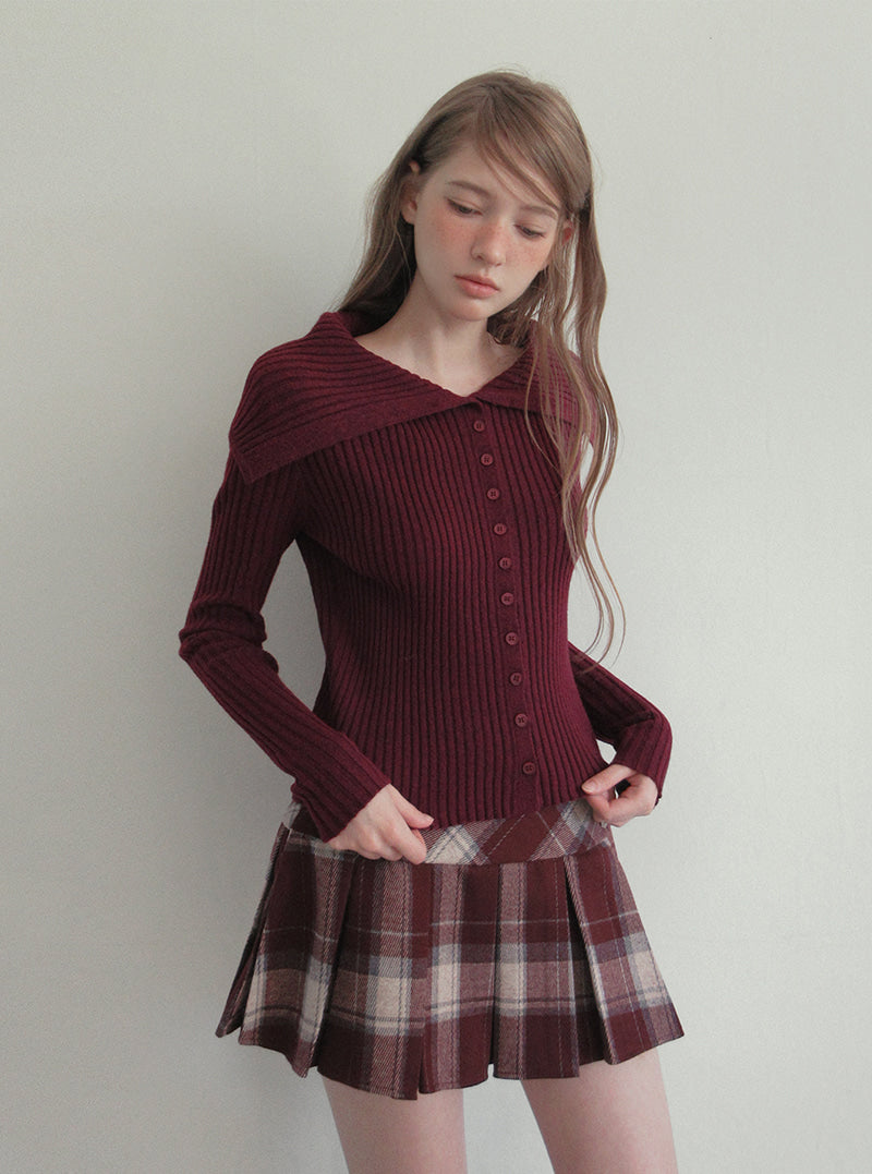 TWEE Riden sailor collar ribbed long sleeve knit | Product styling view 5