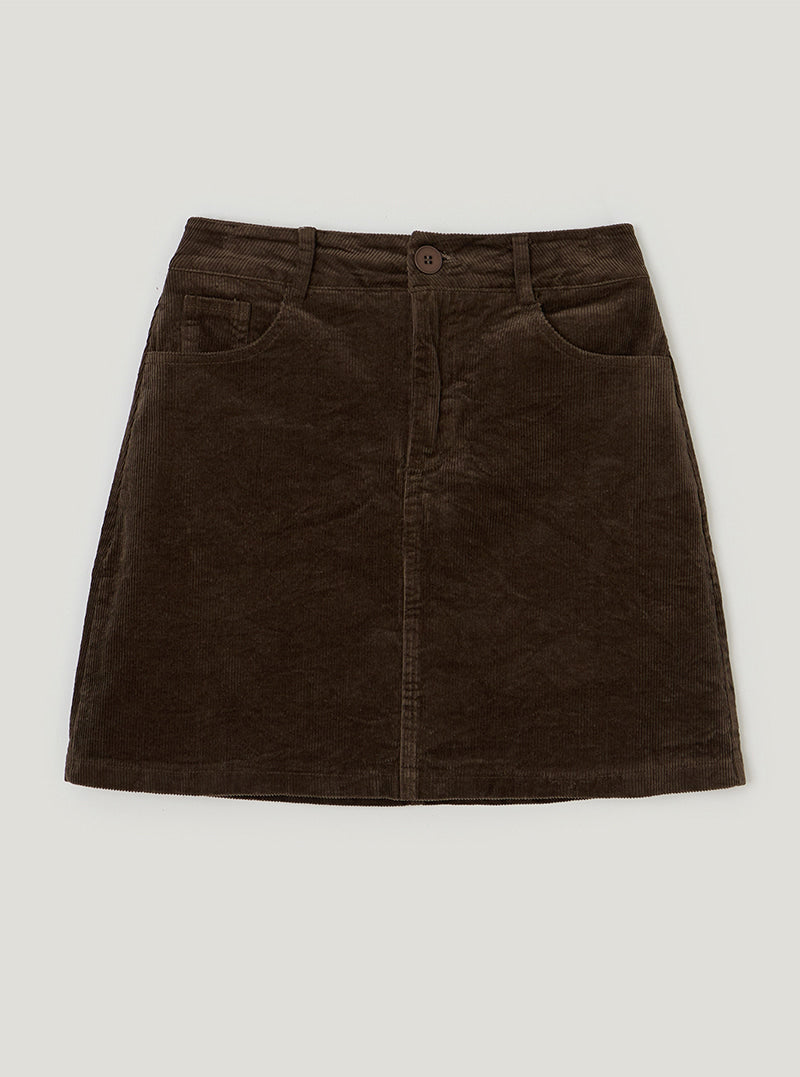 TWEE Morem basic corduroy mini skirt | Brown product-only view
