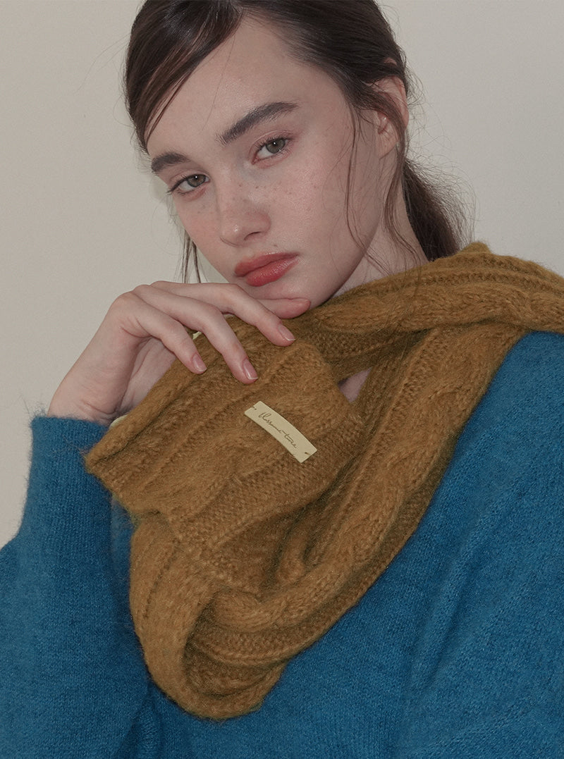 Dehen basic color ribbed knit muffler | View 5