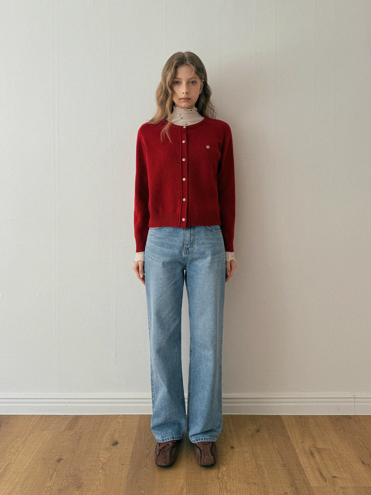 Toomi Round-Neck Knit Long-Sleeve Cardigan