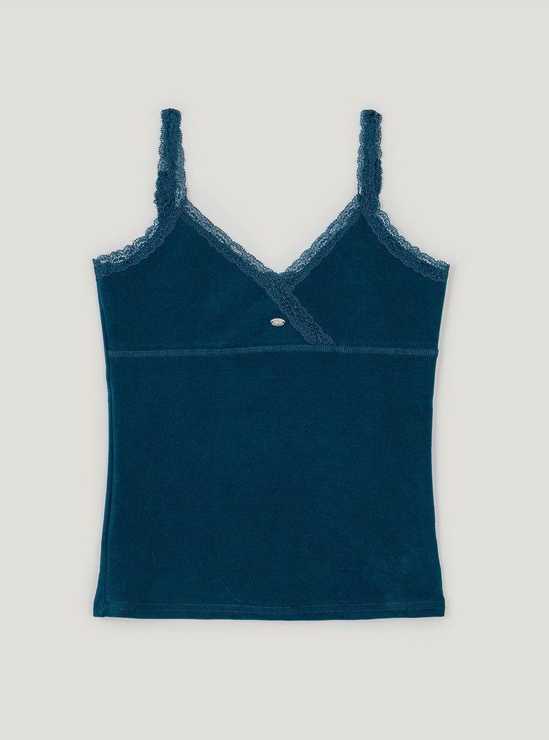 Rosel lace suede sleeveless top | Blue cutout