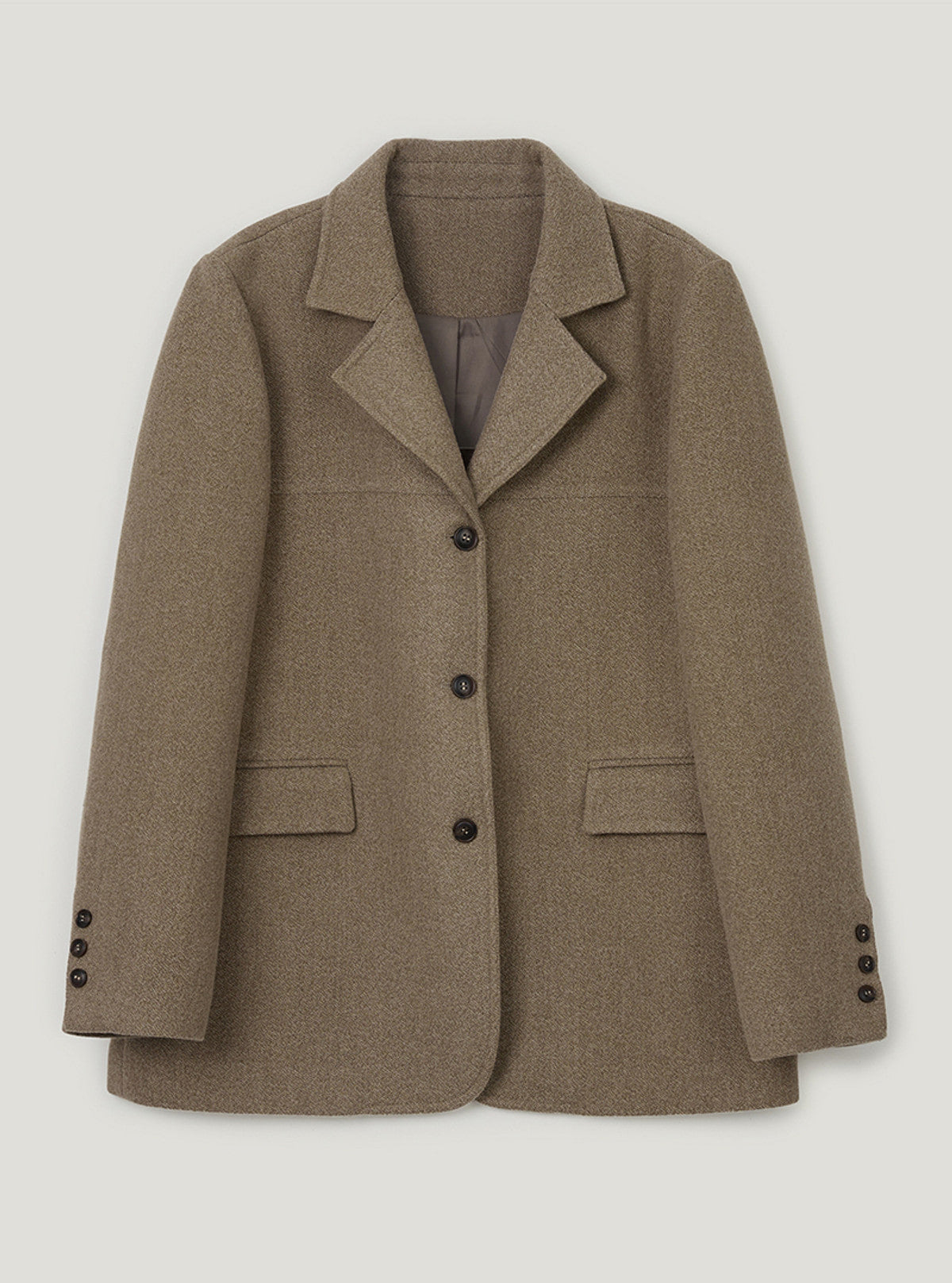TWEE Denz classic oversized long sleeve jacket | Beige product-only view