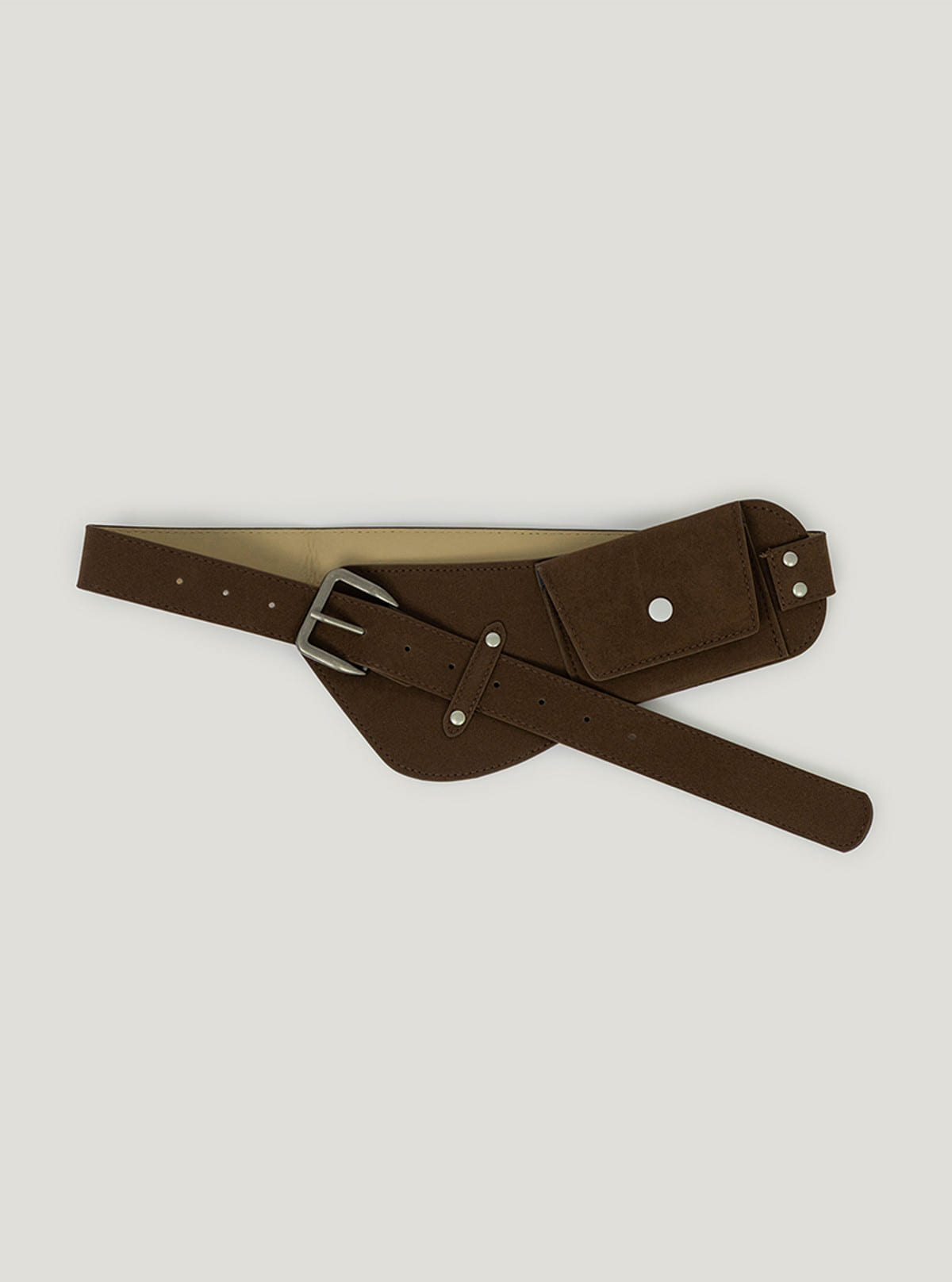 Nean suede mini pocket belt | Brown cutout