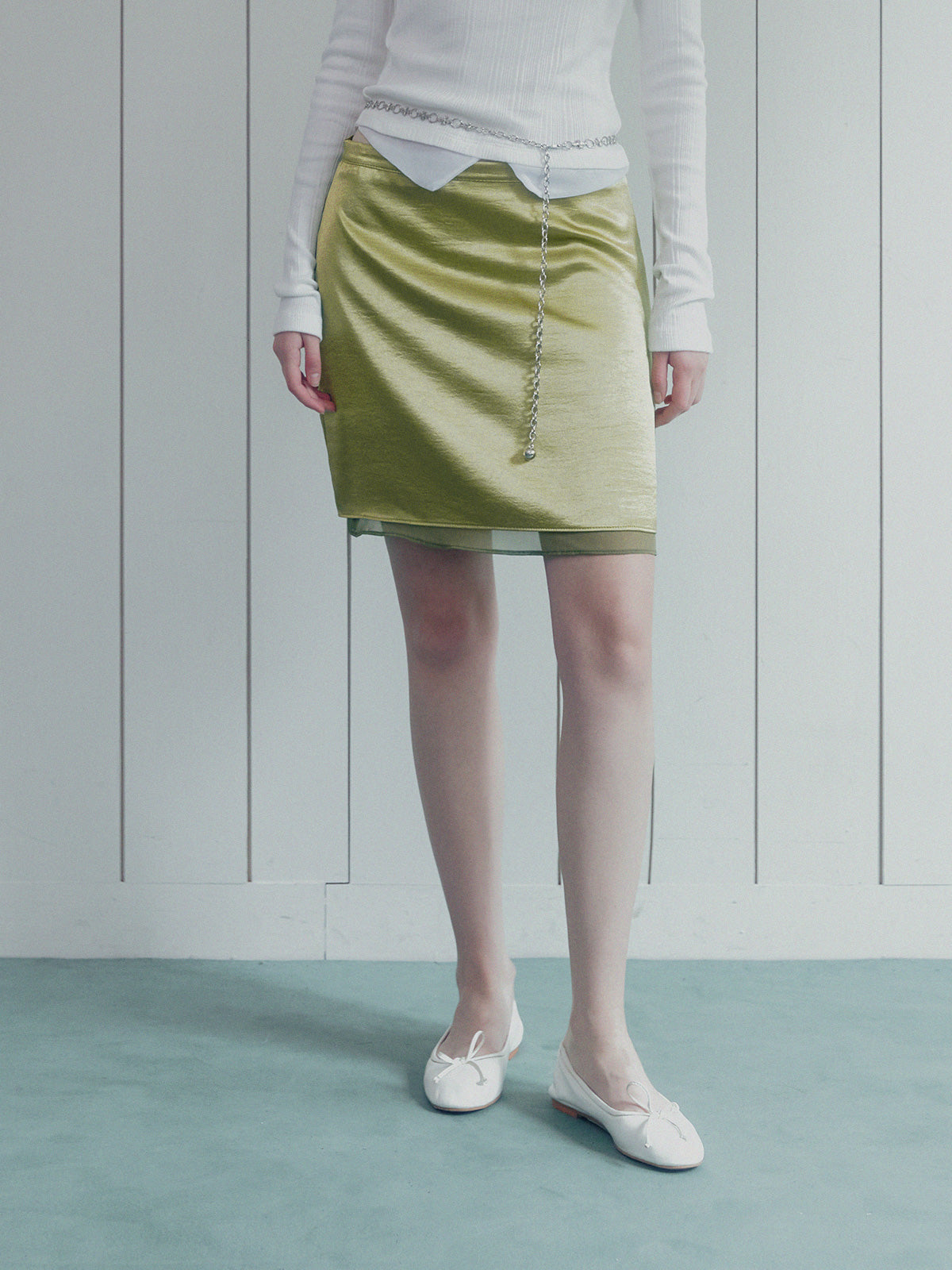 Sherbet Satin Contrast Midi Skirt