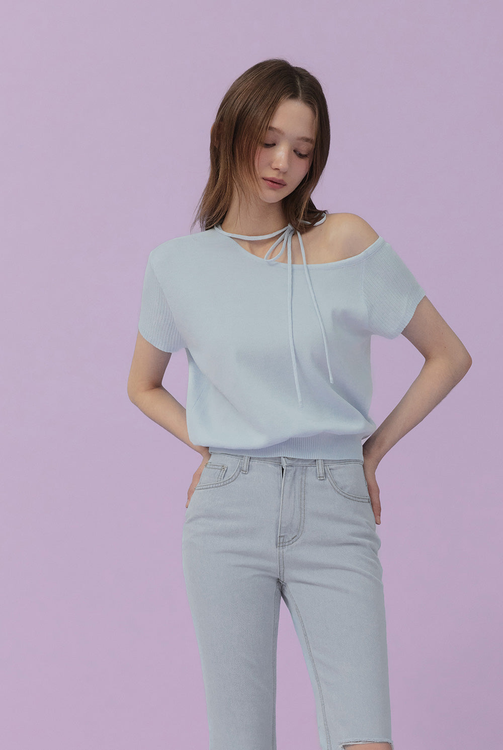 Waven Strap Half-Off Knit