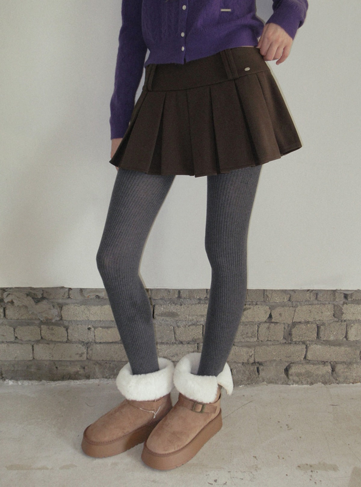 TWEE Hesi suede pleated mini skirt | Main product image