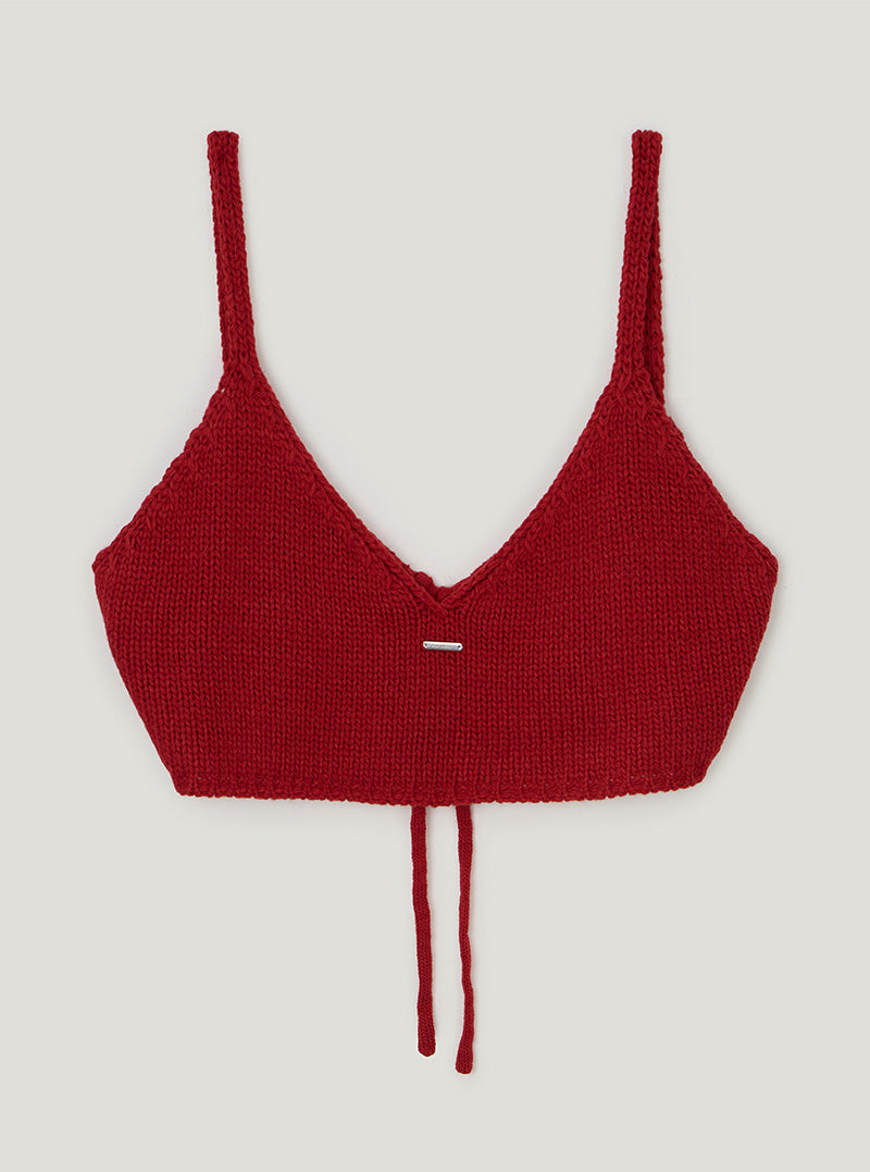 TWEE Denil loose-fit V-neck knit bustier | Red product-only view