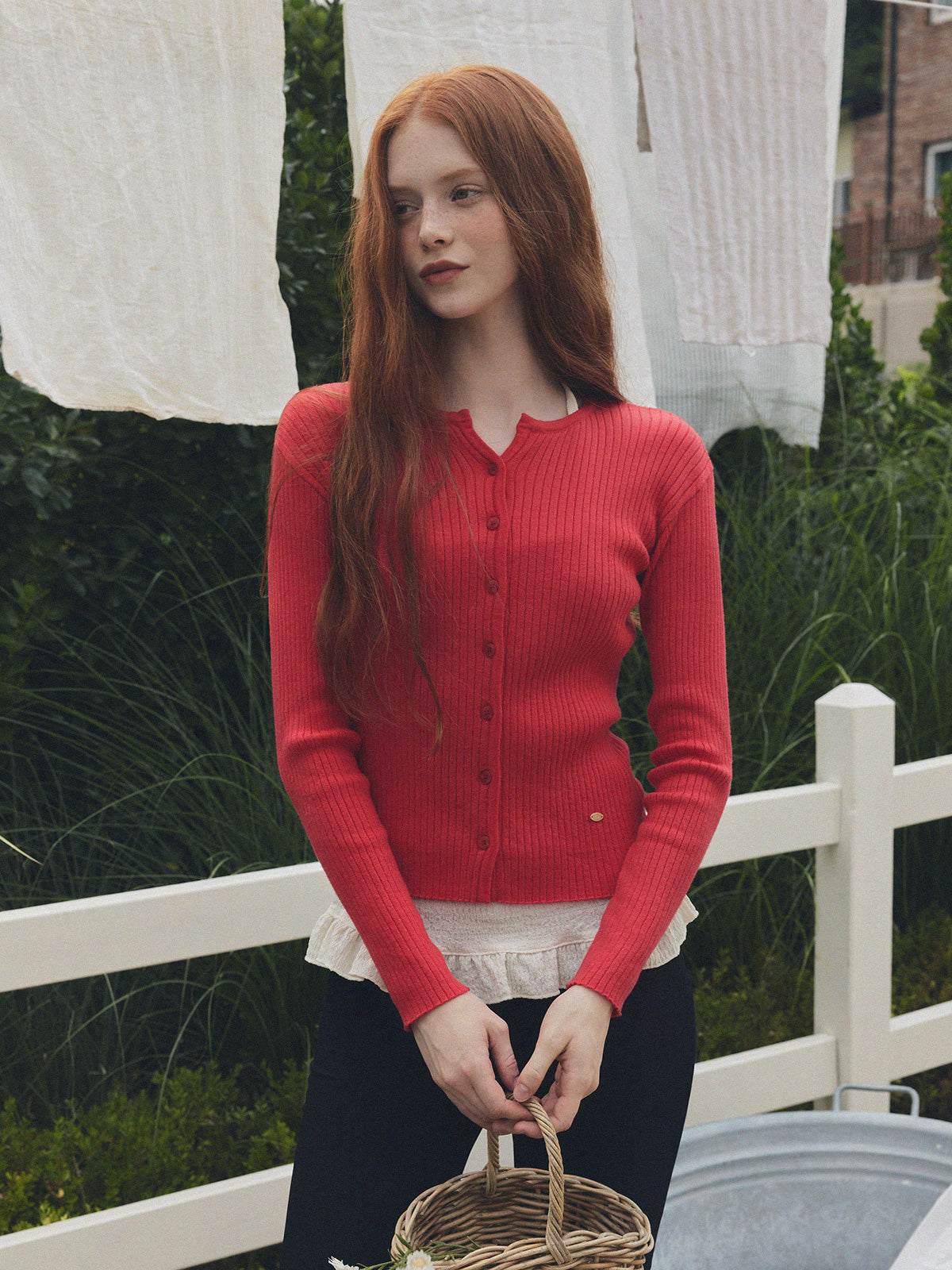 【TWEE】Juvied Button Rippstrick-Cardigan