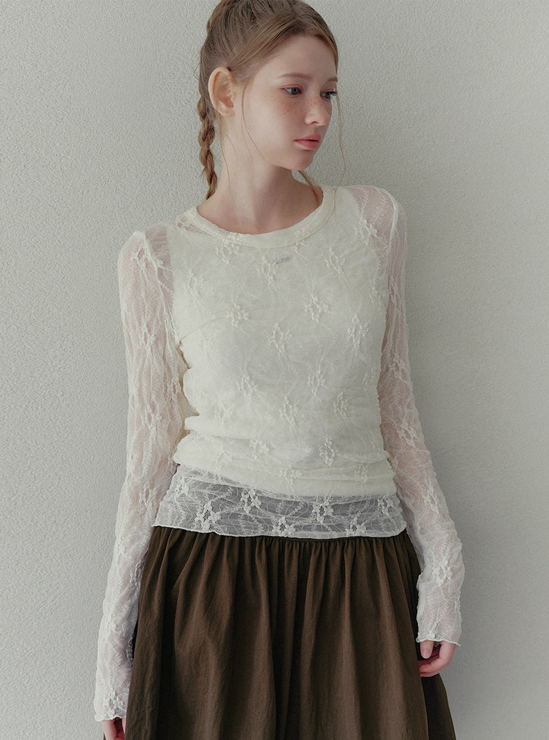 Loki lace see-through long sleeve T-shirt | View 3