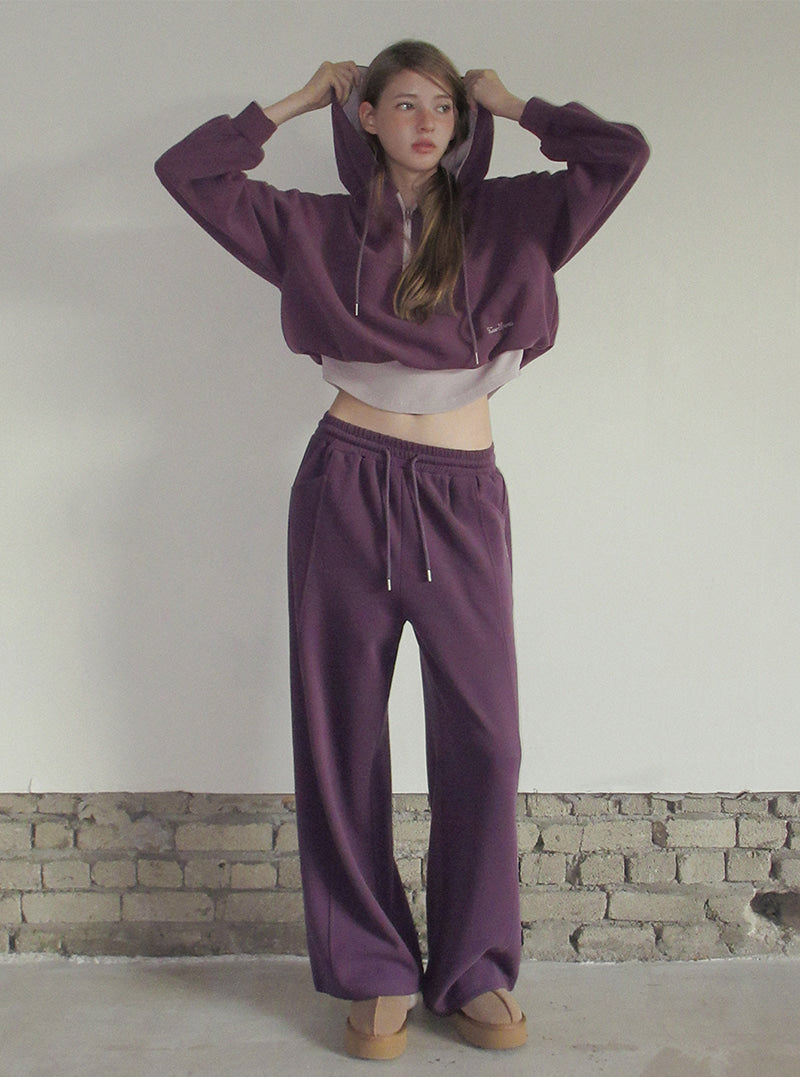 TWEE Medi layered half hood zip-up T-shirt | Product styling view 4