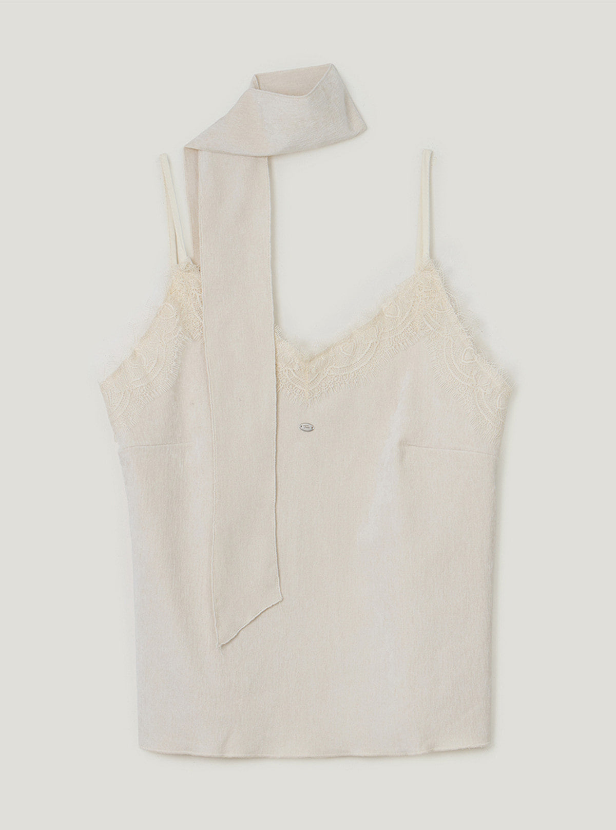 TWEE Pevol lace suede sleeveless blouse | Ivory product-only view