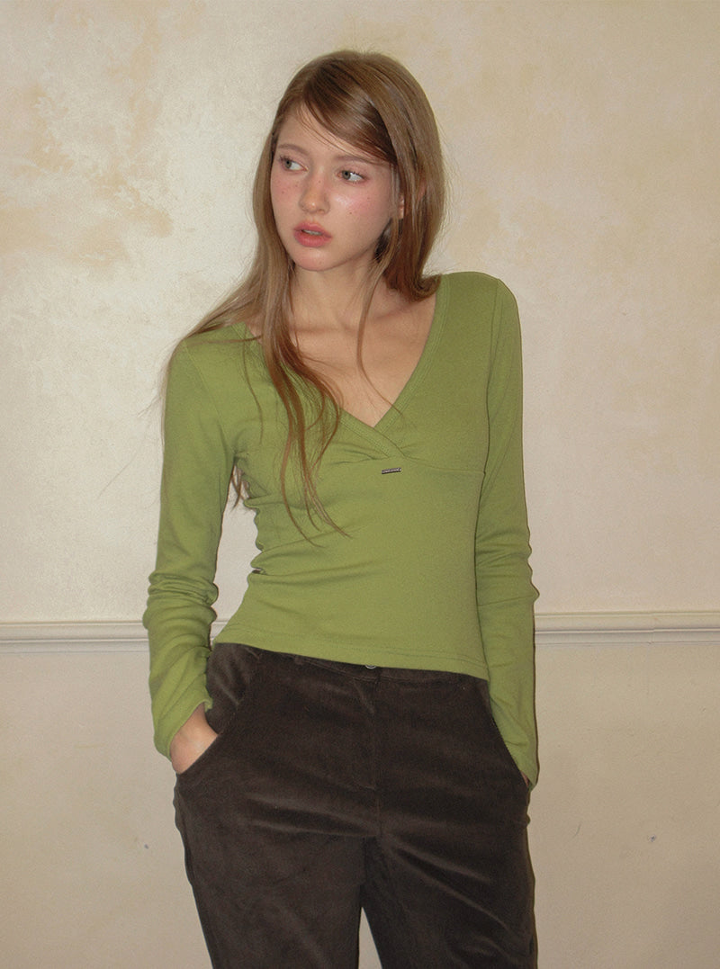 TWEE Relly wrap long sleeve T-shirt | Product styling view 6