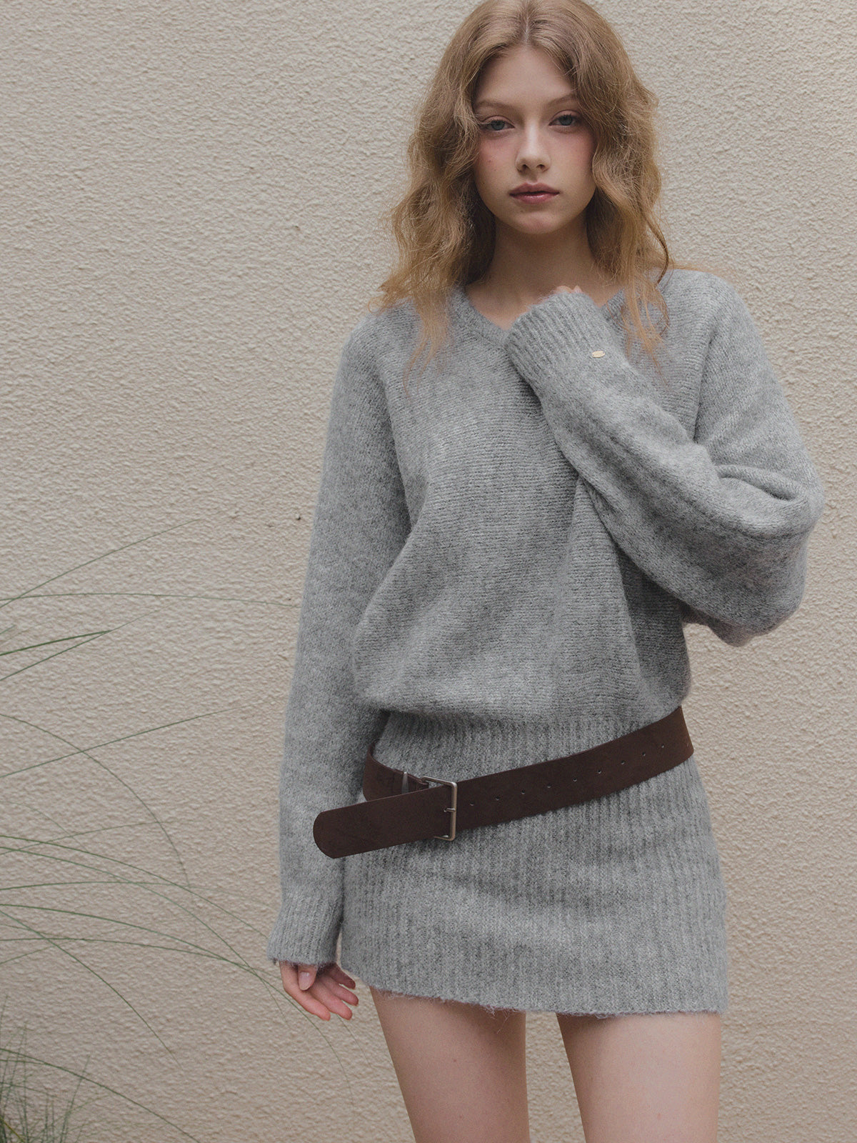 Rein Loose-Fit Knit Dress (Belt Set)