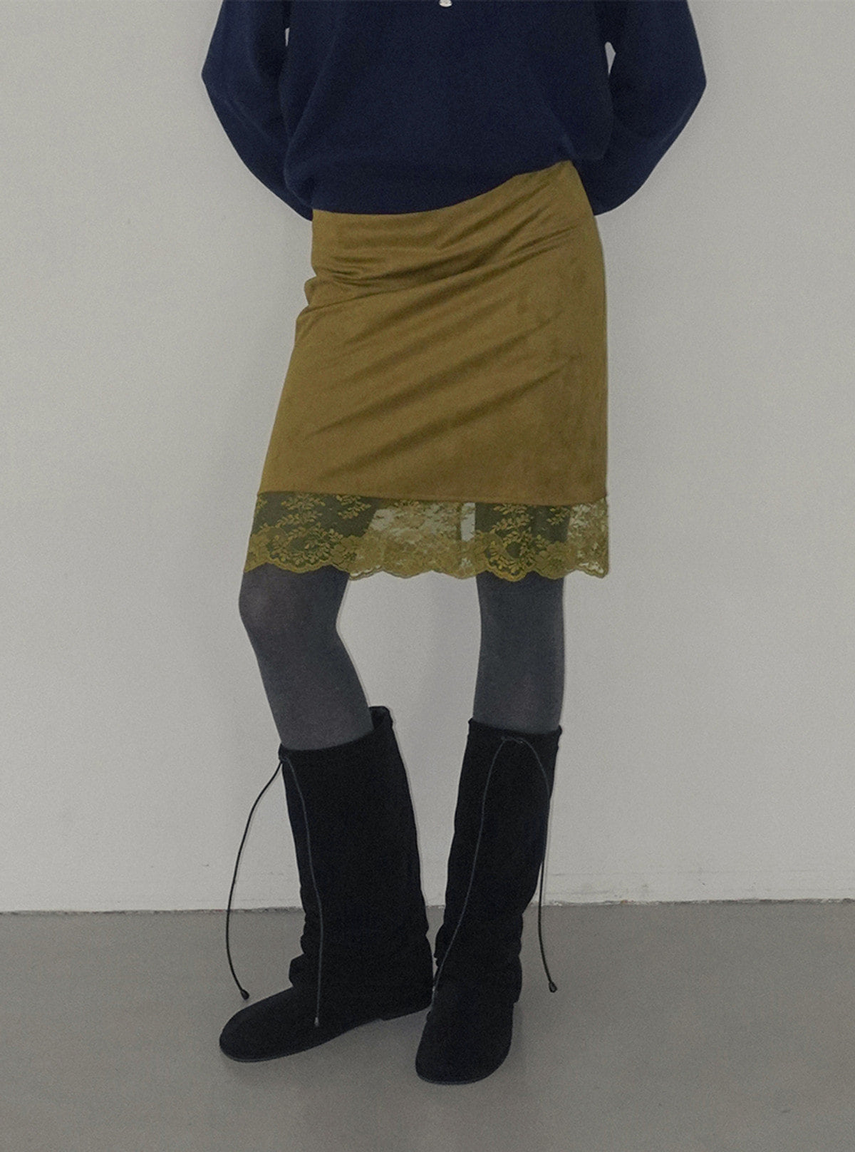 Pia suede lace midi skirt | View 6