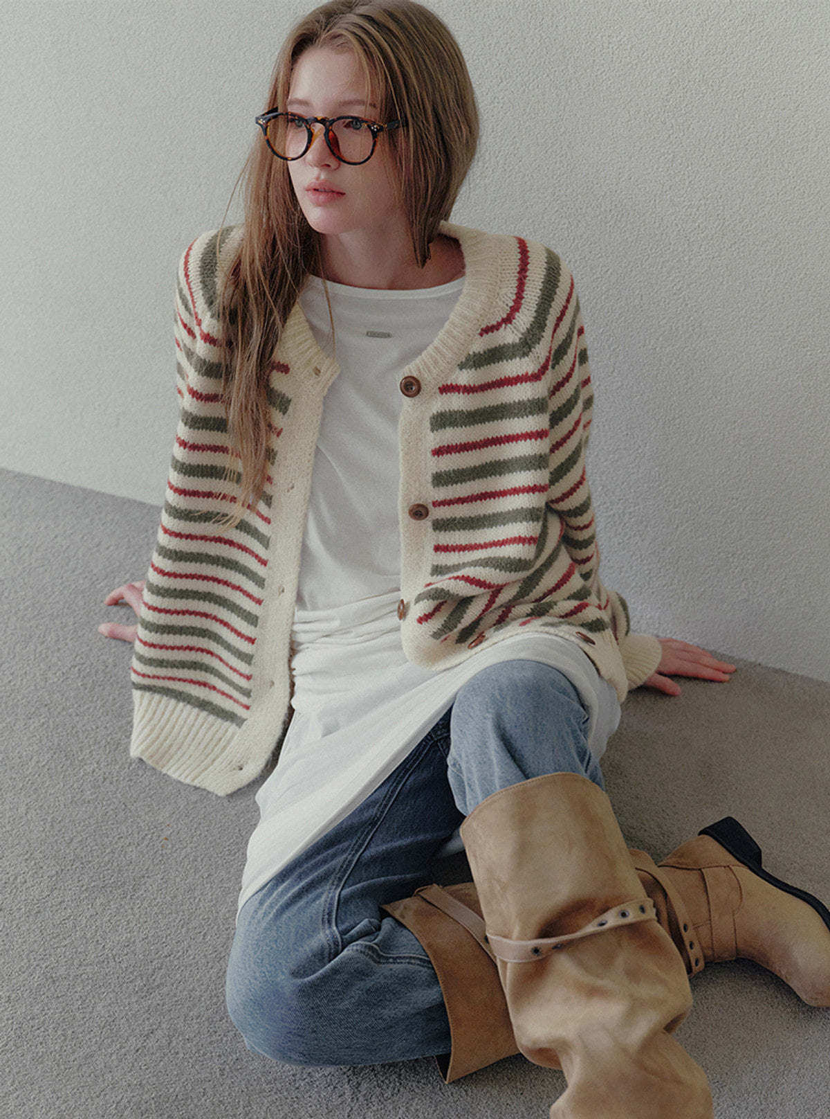Lego multi-stripe knit long sleeve cardigan | View 6
