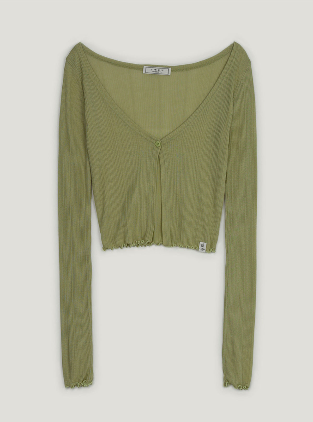 Bigen Wave Cropped Long-Sleeve Cardigan
