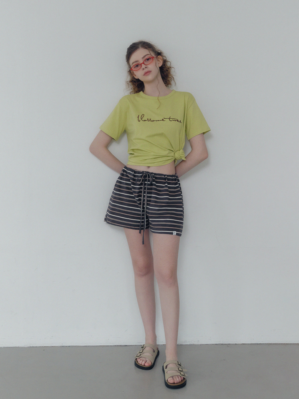 Caron stripe banding short pants