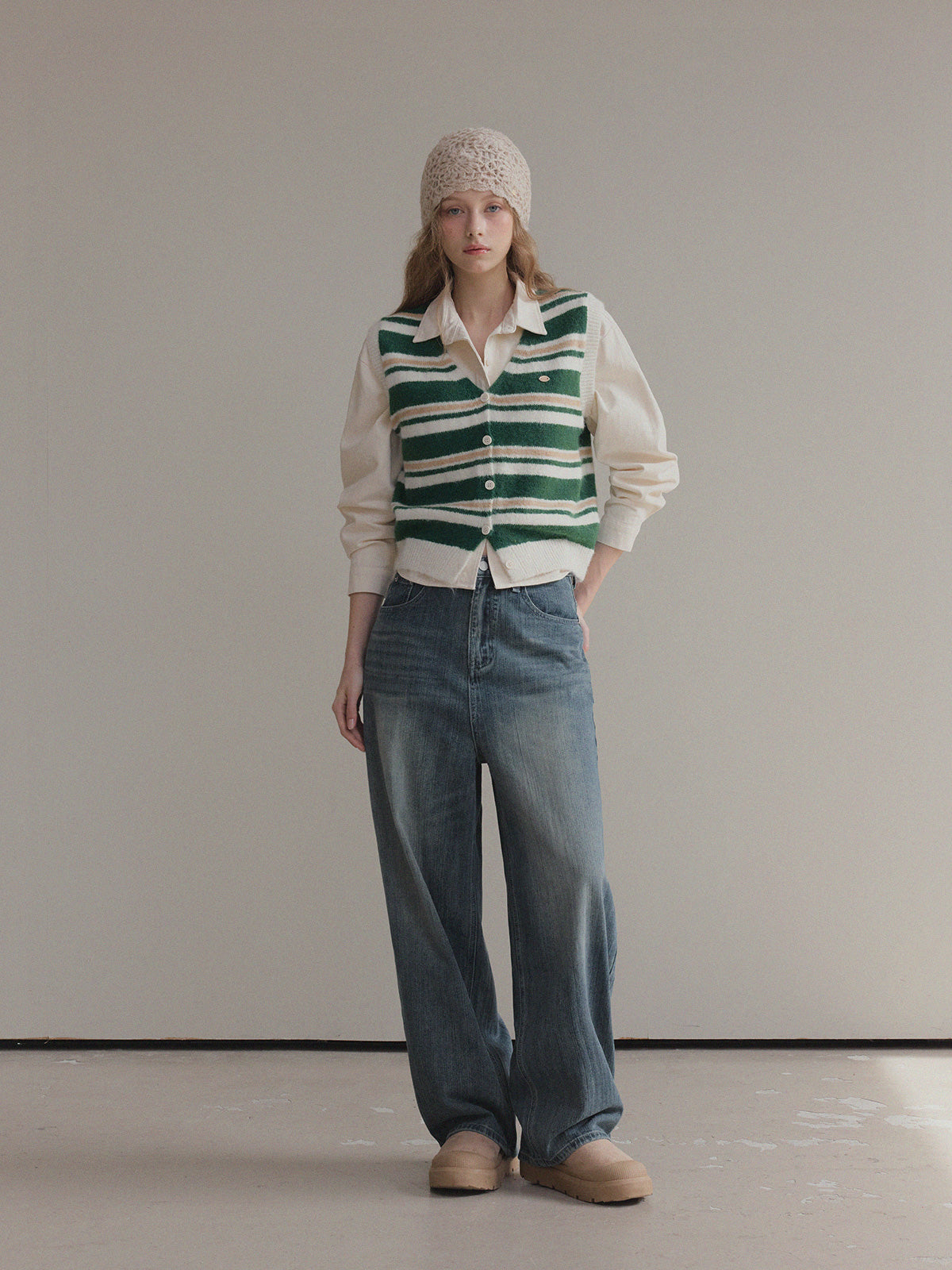 Enz Stripe Color-Block Knit Vest