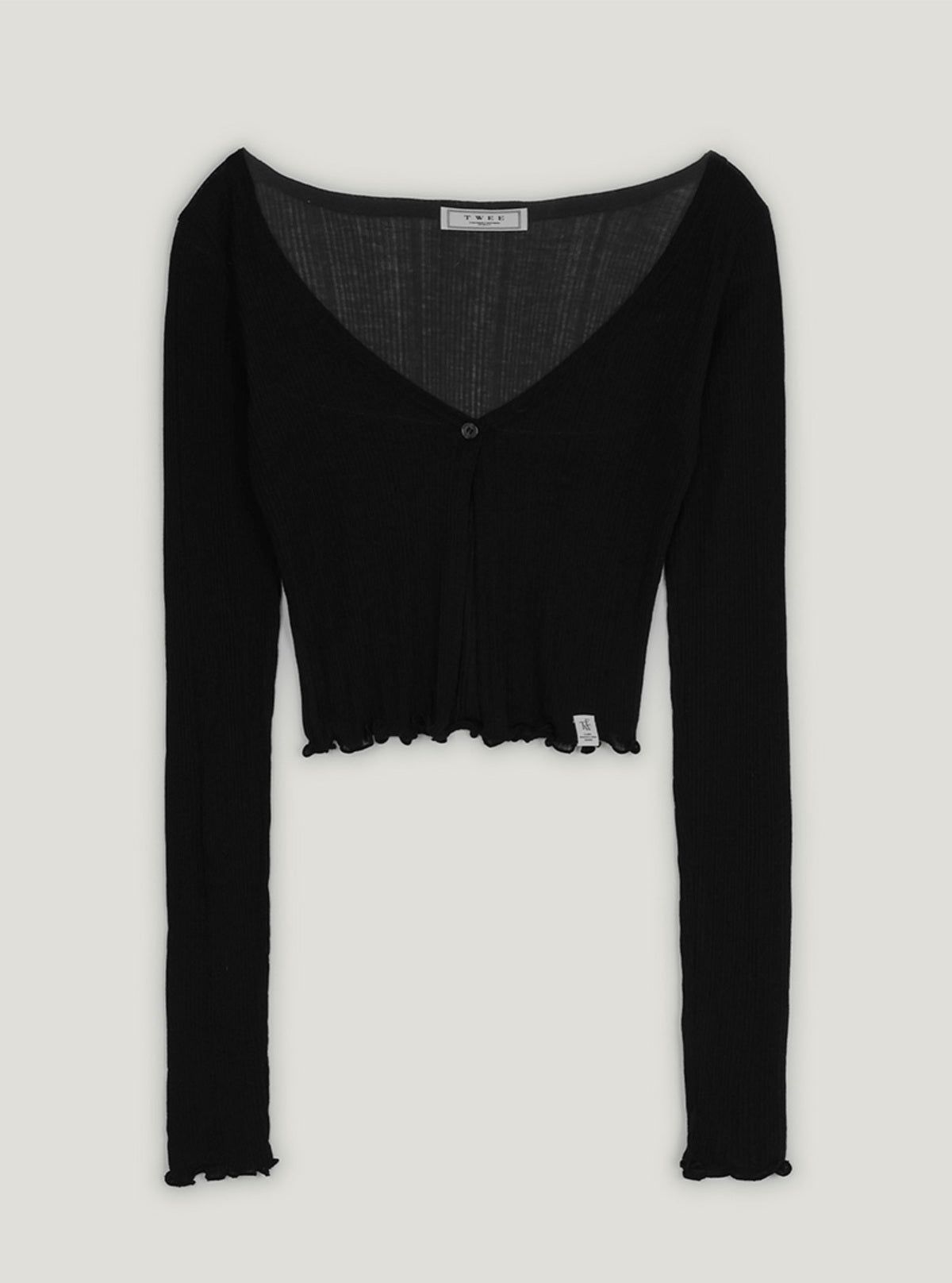 Bigen Wave Cropped Long-Sleeve Cardigan