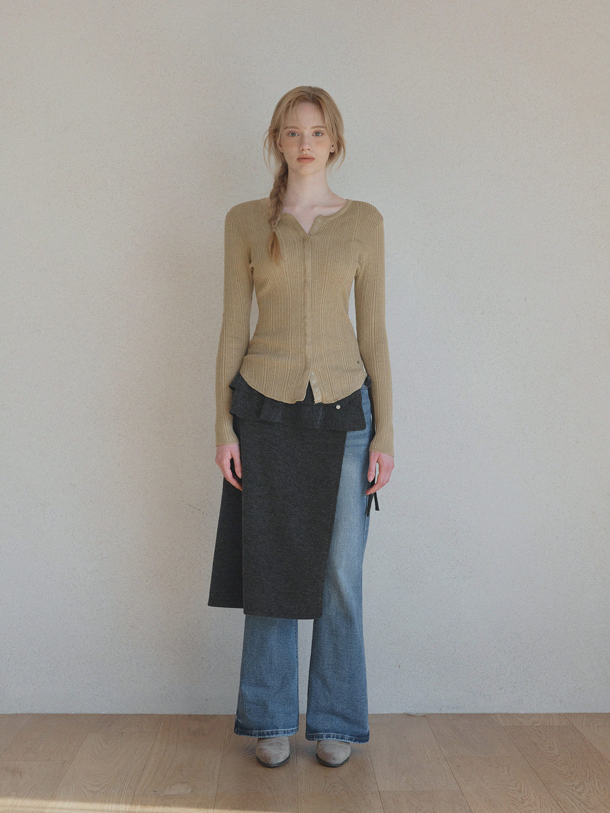 Lingtwo Hidden Button Slim Knit