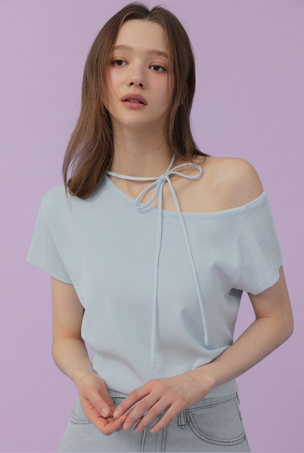 Waven Strap Half-Off Knit