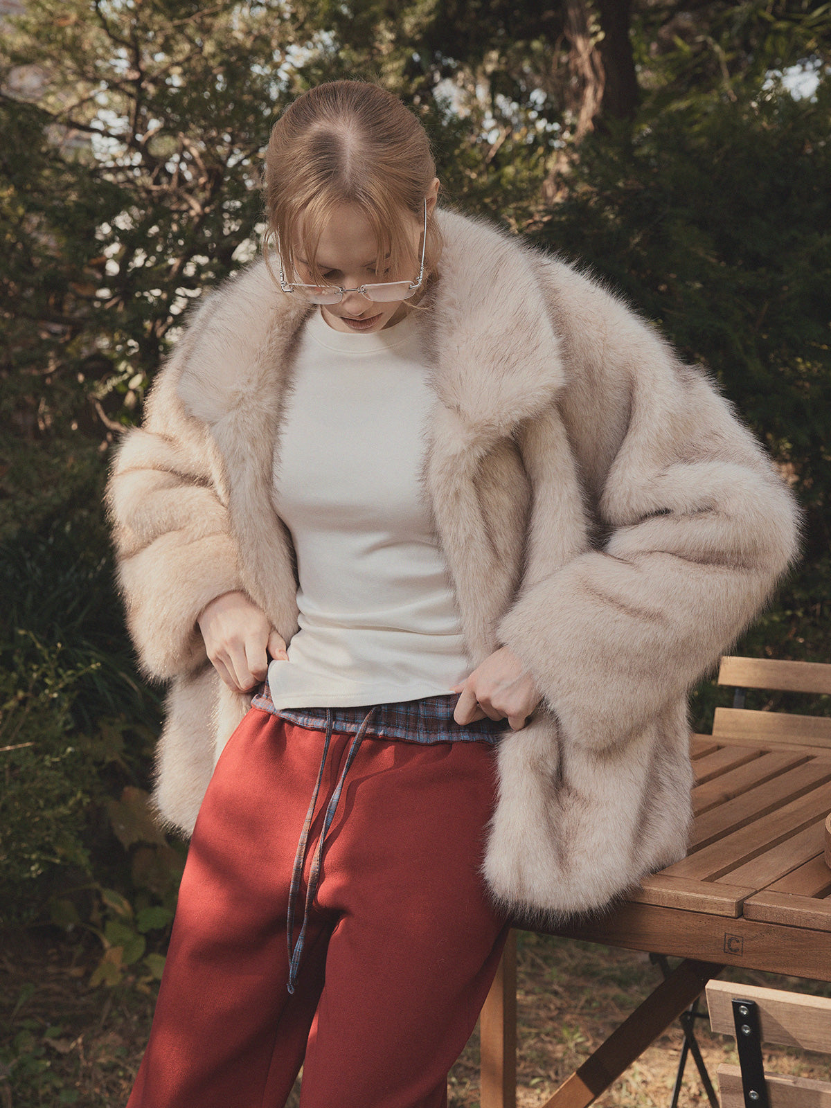 Jardin Check Contrast Wide Sweatpants