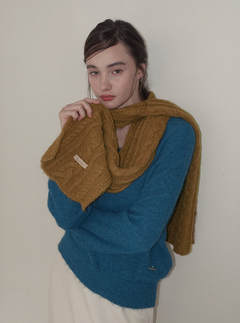 Dehen basic color ribbed knit muffler | View 4
