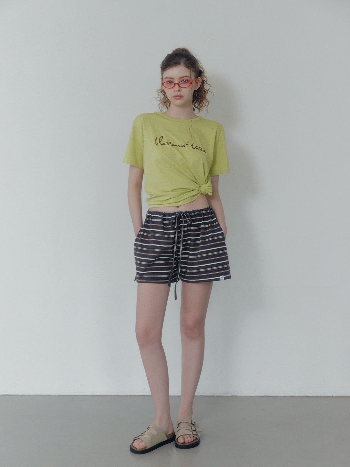 Caron stripe banding short pants
