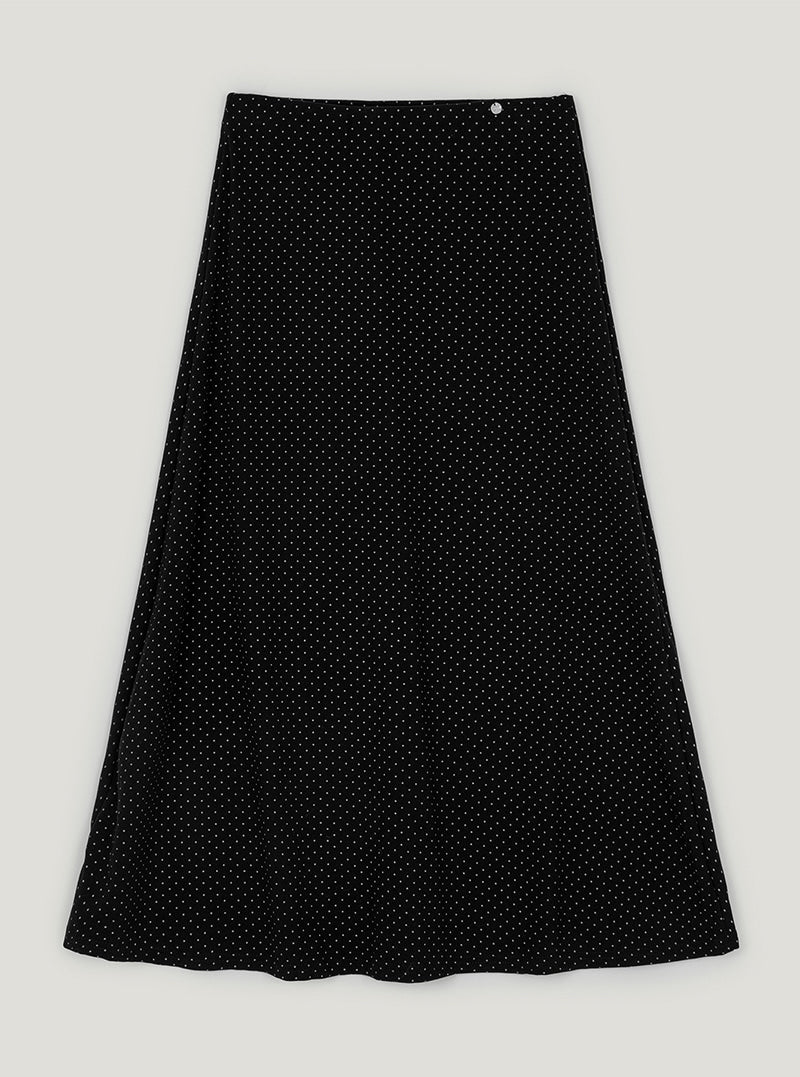 Pondi dot flare maxi long skirt | Black cutout