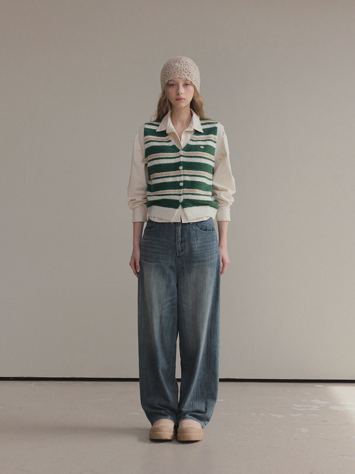 Enz Stripe Color-Block Knit Vest