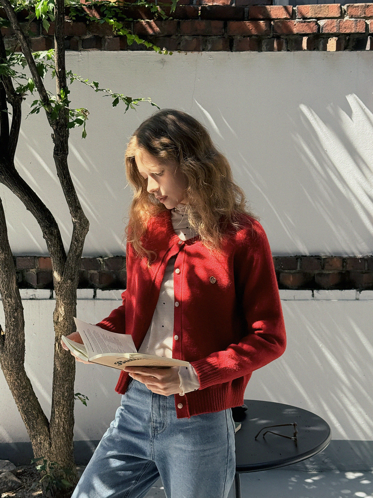 Toomi Round-Neck Knit Long-Sleeve Cardigan