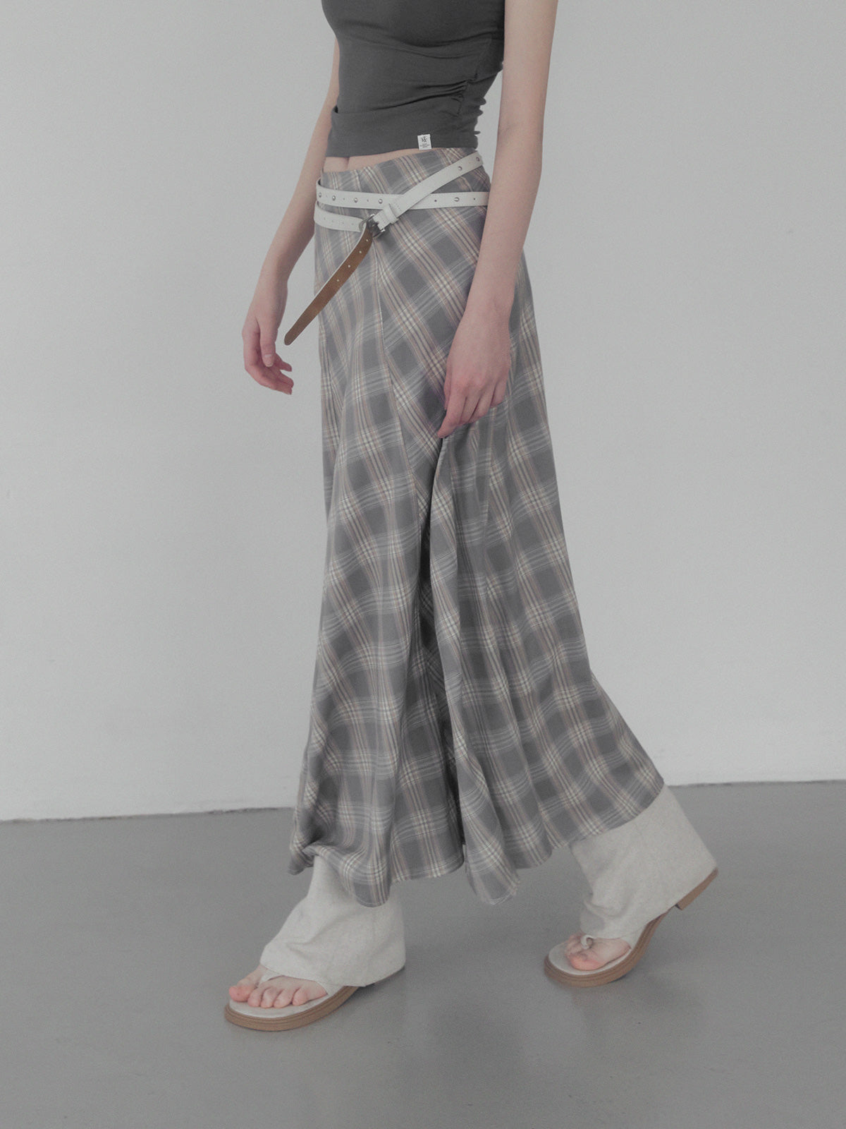 Fitz Check Maxi Long Skirt