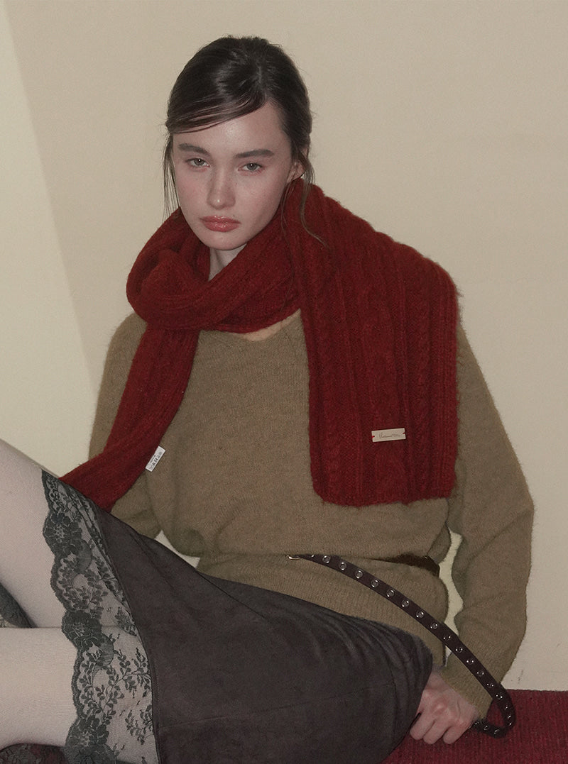 Dehen basic color ribbed knit muffler | View 11