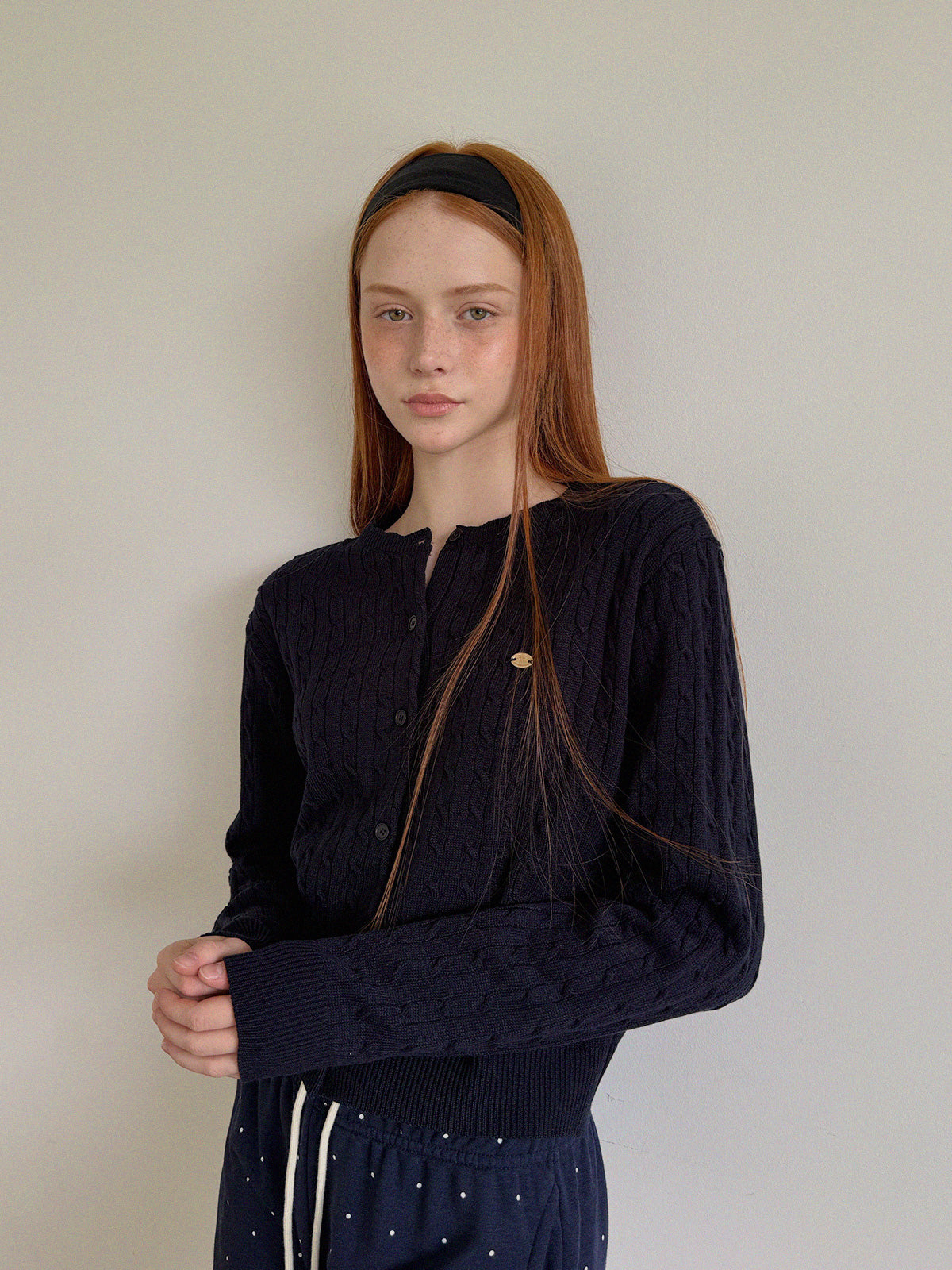 Ritti Cable Round Neck Long Sleeve Cardigan